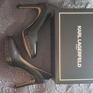 Karl Lagerfeld black studded pumps